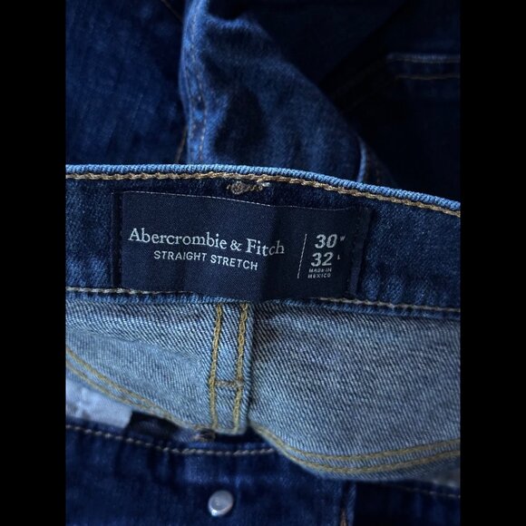 Abercrombie & Fitch Jeans 30 x 32 Mens Blue Dark Wash Straight Stretch Denim - Picture 8 of 9
